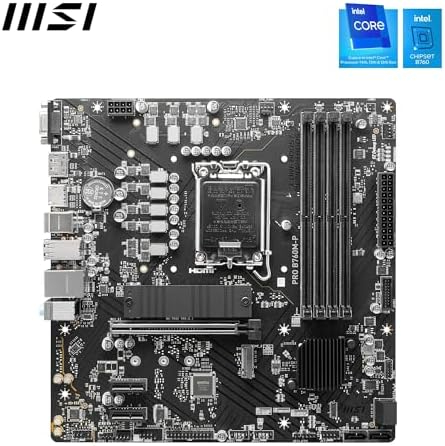 MSI PRO B760M-E DDR5 Motherboard – Intel B760 Micro-ATX LGA 1700, DDR5, M.2 PCIe Gen4, for Intel Core 12th 13th 14th Gen