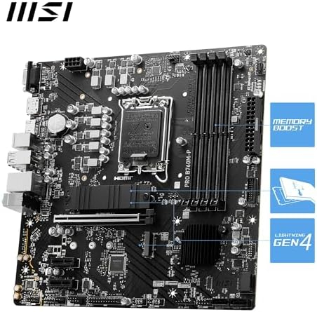 MSI PRO B760M-E DDR5 Motherboard – Intel B760 Micro-ATX LGA 1700, DDR5, M.2 PCIe Gen4, for Intel Core 12th 13th 14th Gen