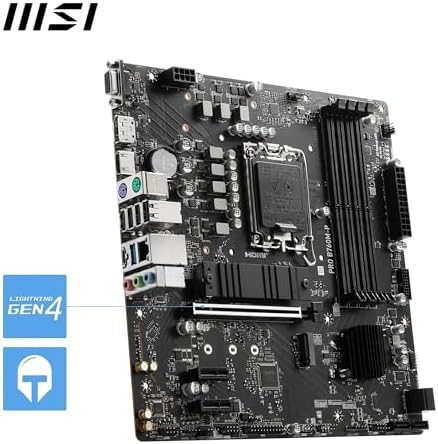MSI PRO B760M-E DDR5 Motherboard – Intel B760 Micro-ATX LGA 1700, DDR5, M.2 PCIe Gen4, for Intel Core 12th 13th 14th Gen