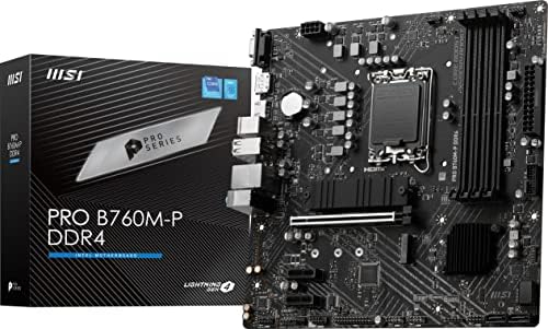 MSI PRO B760M-E DDR4 Motherboard – Intel B760 Micro-ATX LGA 1700, DDR4 4800MHz, Dual M.2 Gen4, PCIe, for 12th 13th 14th Gen Intel