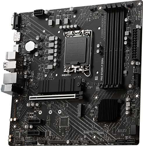 MSI PRO B760M-E DDR4 Motherboard – Intel B760 Micro-ATX LGA 1700, DDR4 4800MHz, Dual M.2 Gen4, PCIe, for 12th 13th 14th Gen Intel