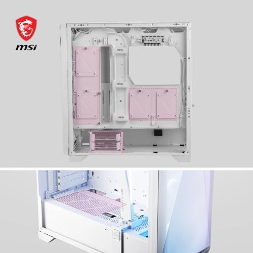 MSI MPG Gungnir 300R Airflow Mid-Tower Gaming PC Case White Tempered Glass with ARGB Fans