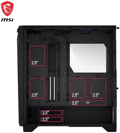 MSI MPG Gungnir 300R Airflow Mid-Tower Gaming PC Case Black Tempered Glass with ARGB Fans
