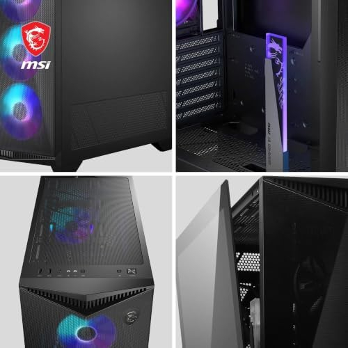 MSI MPG Gungnir 300R Airflow Mid-Tower Gaming PC Case Black Tempered Glass with ARGB Fans