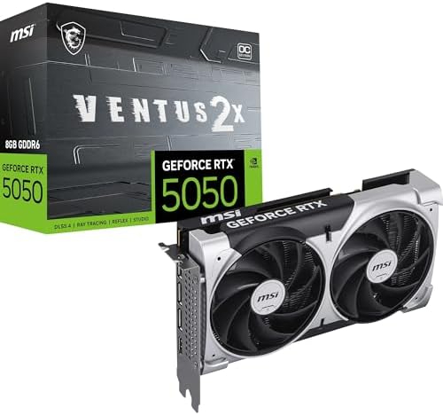 MSI GeForce RTX 5050 VENTUS 2X 8GB OC Graphics Card – GDDR7, DLSS 4, PCIe 5.0, Dual-Fan Gaming GPU for 1080p Gaming