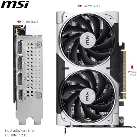MSI GeForce RTX 5050 VENTUS 2X 8GB OC Graphics Card – GDDR7, DLSS 4, PCIe 5.0, Dual-Fan Gaming GPU for 1080p Gaming