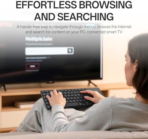 RAPOO K2800 Wireless Keyboard with Touchpad & Entertainment Media Keys - 2.4GHz, Range Up to 10m, Connect PC to TV, Compact Design