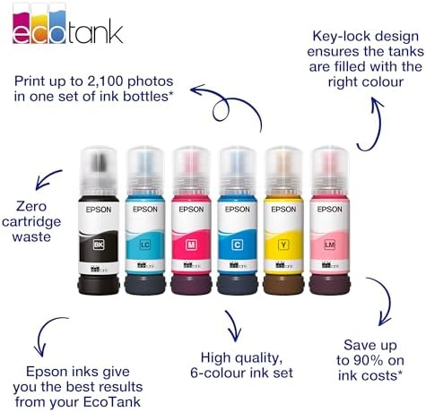 Epson 108 Light Cyan Ink Bottle 70ml – Genuine Refill for EcoTank L8050, L8100, L18050 (C13T09C54A)
