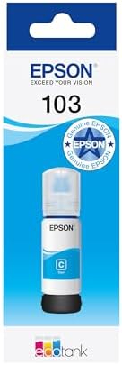 Epson 103 Cyan Ink Bottle 65ml – Genuine Refill for EcoTank L1110, L3110, L3111, L3116, L3150, L3151, L3156, L3160, L5190 (C13T00S24A)