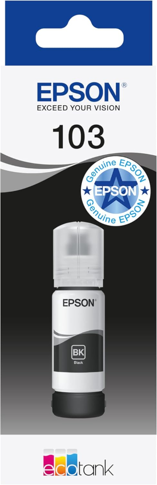 Epson 103 Black Ink Bottle 65ml – Genuine Refill for EcoTank L1110, L3110, L3111, L3116, L3150, L3151, L3156, L3160, L5190 (C13T00S14A)