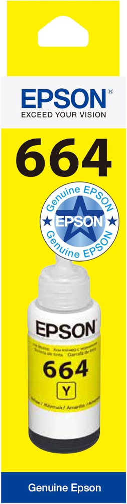 Epson T6644 Yellow Ink Bottle 70ml – Genuine Refill for EcoTank L100, L110, L120, L200, L210, L300, L355, L555 & More (C13T66444A)