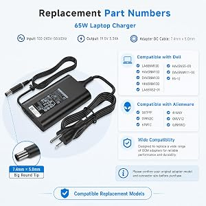 Dell Big Pin 19.5V 3.34A / 4.62A Laptop Adapter