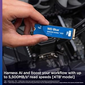 WD Blue SN5000 4TB NVMe SSD Gen4 PCIe M.2 2280 – Up to 5500MB/s, Massive Capacity Internal Solid State Drive for Creators & Gamers