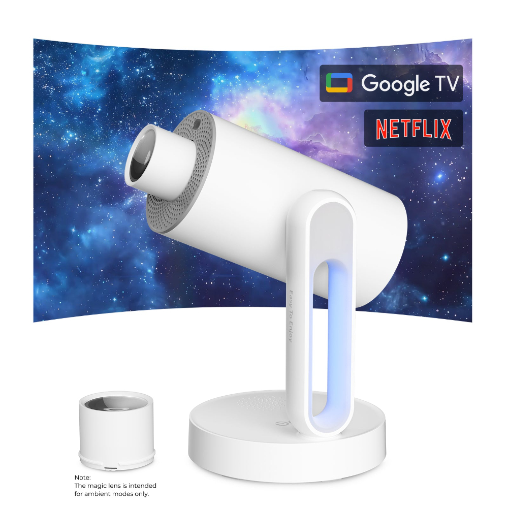 ETOE Starfish Plus Smart Projector – Full HD 1080P, Google TV & 4K Streaming, 300 ANSI Lumens, Auto Keystone & Focus, Wi-Fi, Bluetooth, 7-Colour Night Light (A1223)