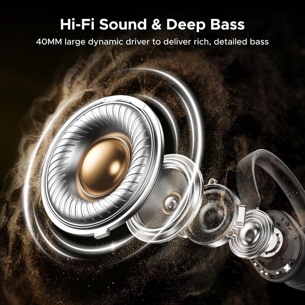 UGREEN HiTune Max5c Wireless Over Ear Headphones, Hybrid ANC, 75H Playtimes | Hi-Res LDAC, Spatial Audio, Bluetooth 5.4, EQ Modes, Customize via App,