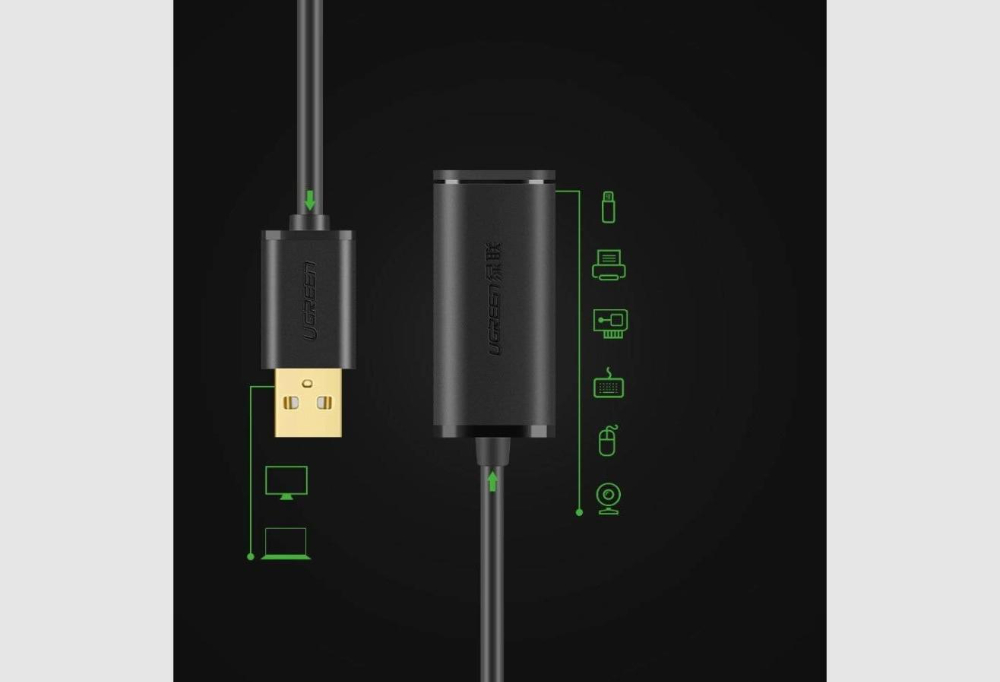 UGREEN US121 USB 2.0 Male to USB A Female Active Extension Cable with Chipset 30M