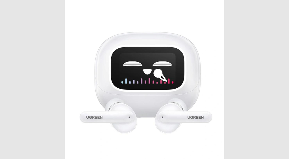 UGREEN WS211 EchoBuds Magic with Active Noise Cancelling Earbuds with Smart Touchscreen -White