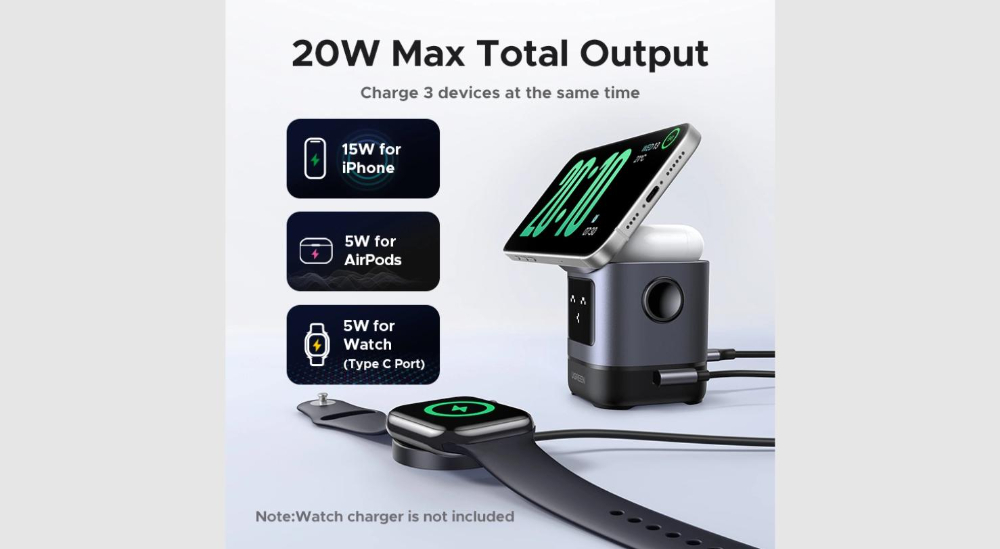 UGREEN W709 Uno 2-in-1 Magnetic Wireless Charger 15W