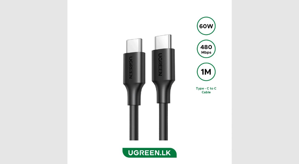 UGREEN USB-C to USB-C PD Fast Charging Cable 3A Max Black 1m