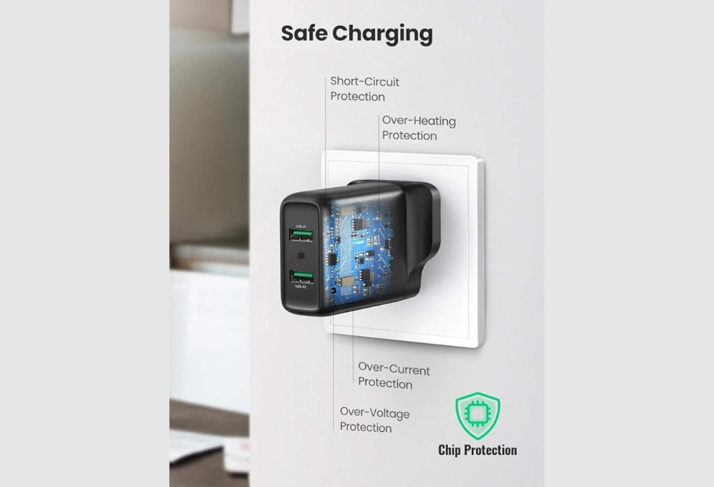 UGREEN USB Fast Charger UK (Black)