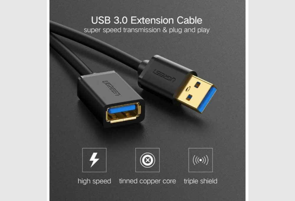 UGREEN USB 3.0 Extension Male Cable 3m (Black)