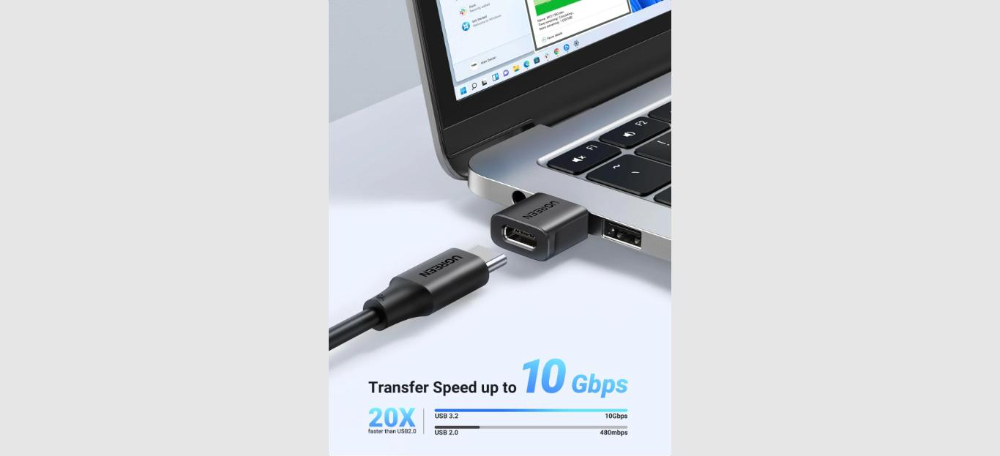 UGREEN US701 USB-A Male to USB-C Female Adapter  10GBs Transfer Speed Set 2-Pack