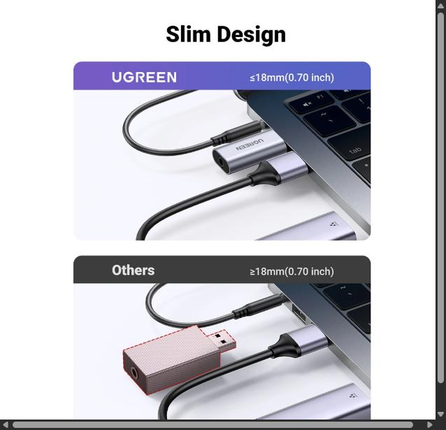 UGREEN USB-A to 3.5mm Audio Jack External Stereo Sound Adapter- Silver