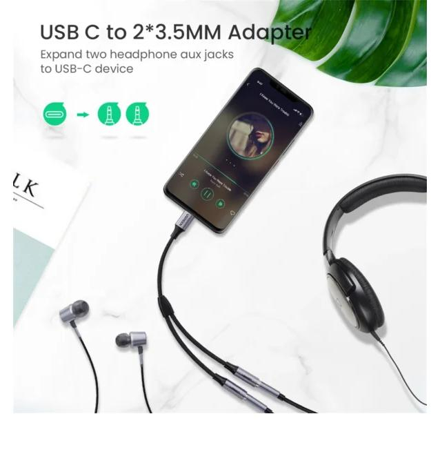 UGREEN USB-C to Dual 3.5mm Female Audio Cable 25cm - Space Gray