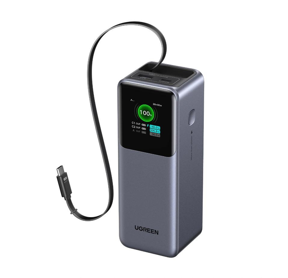 UGREEN 20000mAh 165W Laptop Portable Power Bank-Black(with a Retractable Cable)