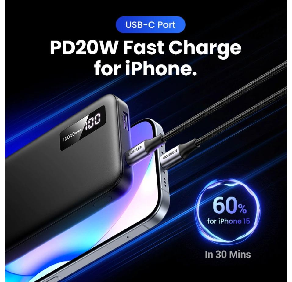 UGREEN 10000mAh Two-way Fast Charging Power (20W)