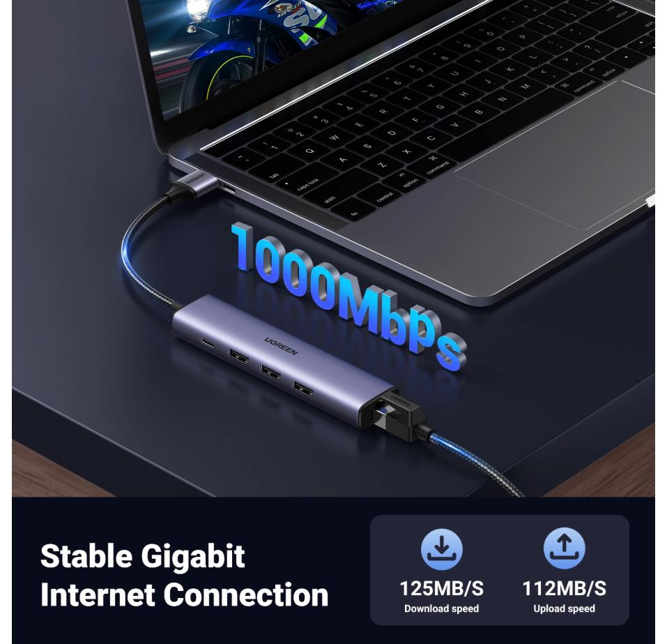 UGREEN USB3.0 to | 3×USB3.0, 1000M
