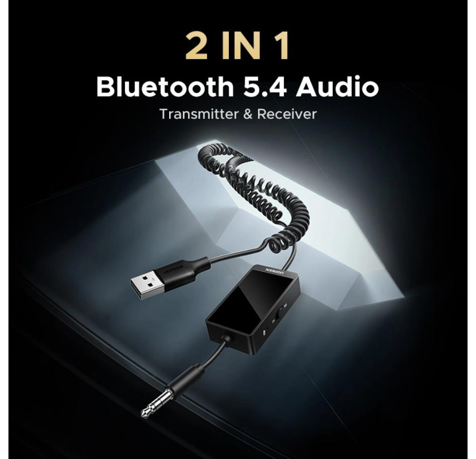 UGREEN Bluetooth  5.4 Transmitter Receiver with Built-in Microphone for Hands-Free Calls
