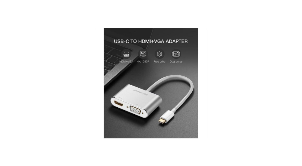 UGREEN USB Type C to HDMI + VGA Converter (White)