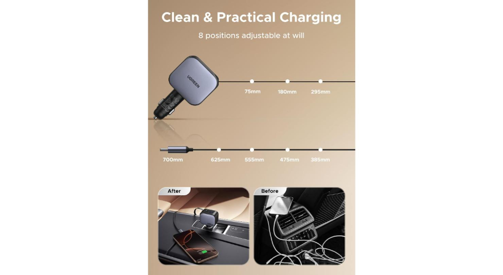 UGREEN 60W CAR charger WITH 1 USB-C / | 1* USB