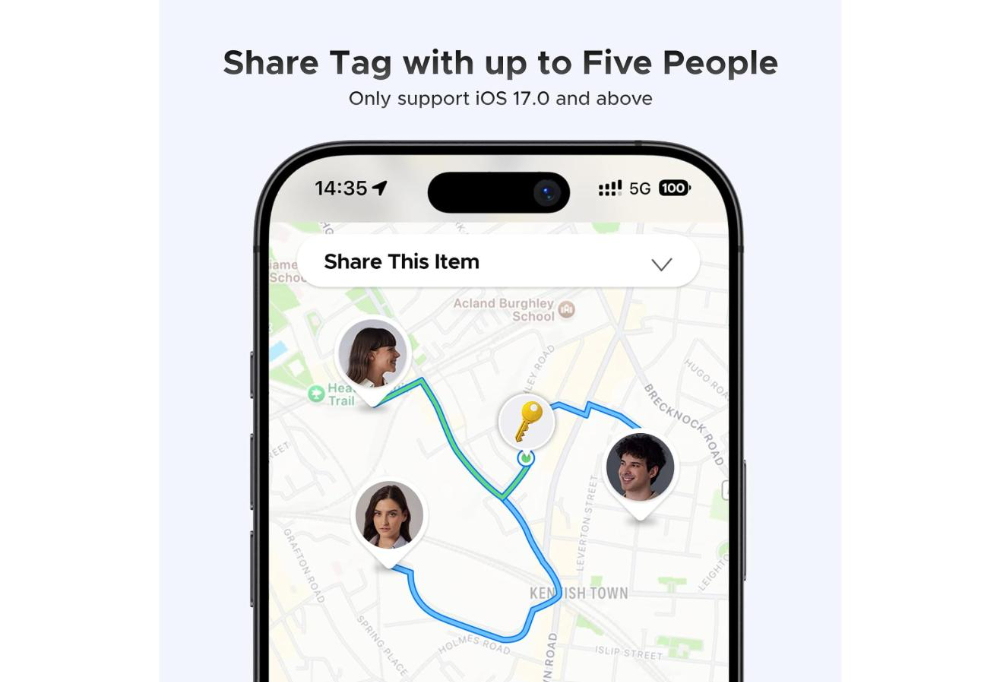 UGREEN FineTrack Tracker Tag for Apple Find My, 2-Year Replaceable Battery iOS only, Air Tracker Tag, 80dB Alarm Volume, Bluetooth Finder and Keys Tags for Wallet, Luggage, Suitcase and More