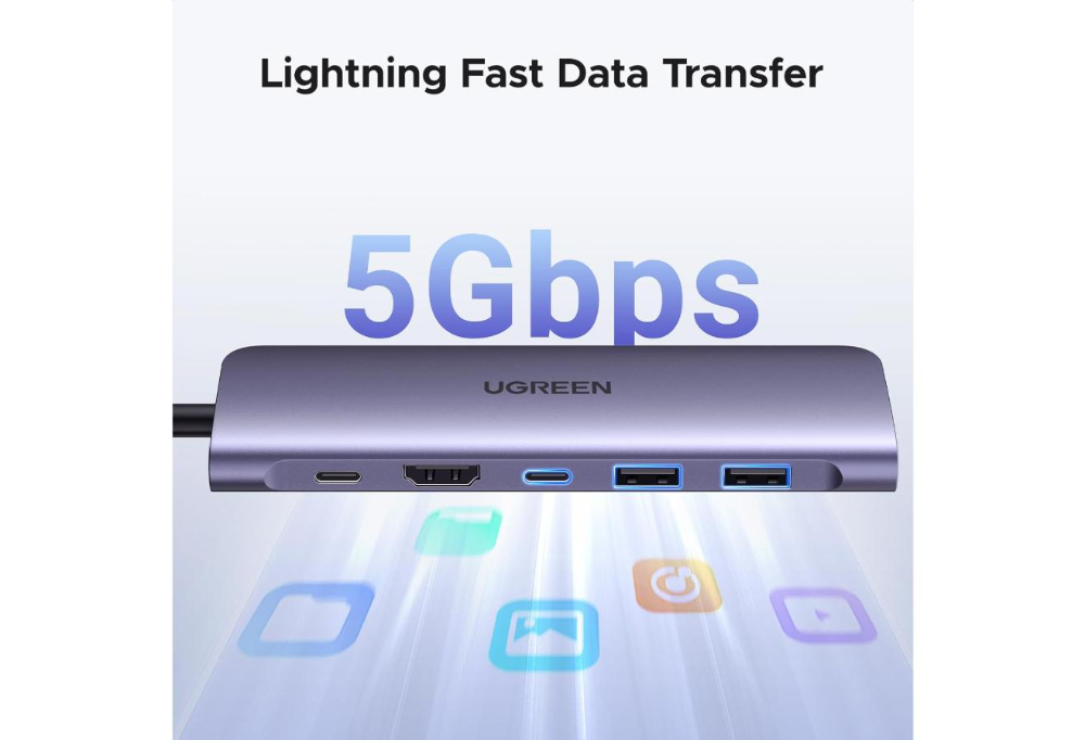 UGREEN 7 in 1  Multifunction Adapter | USB-C, USB 3.0, 4K, PD