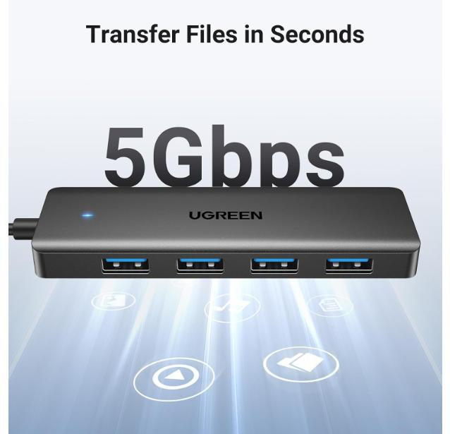 UGREEN 25851 USB 3.0 4-port USB Hub 5 Gbps Data Transfer - Grey