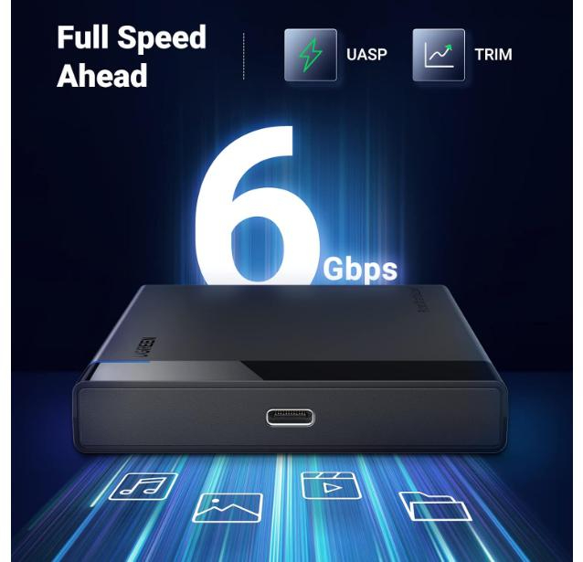 UGREEN 2.5 Inch SATA 6Gbps Type C Hard Drive Enclosure
