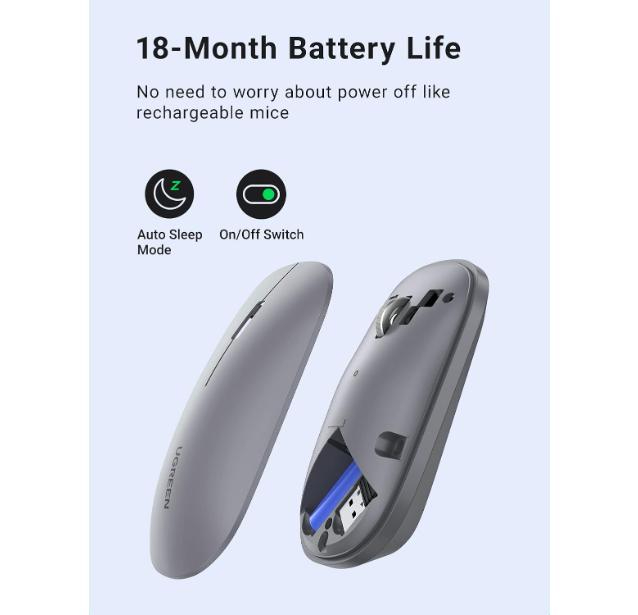UGREEN 2.4G Wireless Mouse Moonlight Gray - MU105