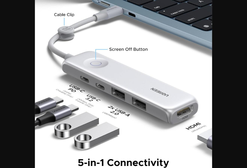 UGREEN 5 -In -1 docking Station- USB-C to | USB 3.0, 4k, USB C, PD