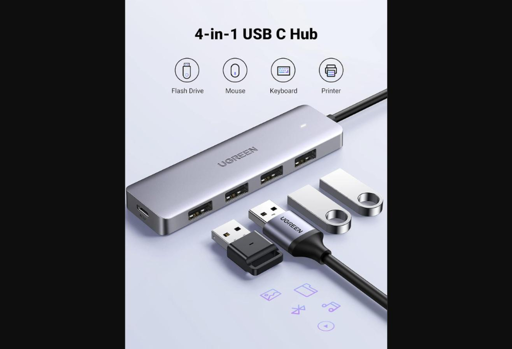 UGREEN USB 3.0 Hub with USB-C Port 1m (Black)