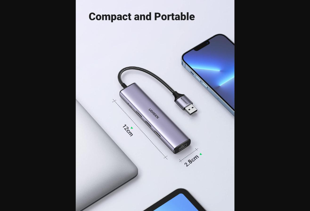 UGREEN USB-C to 3xUSB3.0 Hub+RJ45 (1000M) Ethernet Adapter