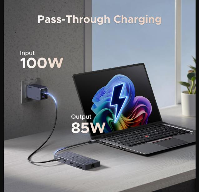 Ugreen 10-in-1 USB-C Multifunction Adapter, USB-C to USB3.0 (1 port) + USB2.0 (2 port) +USB-C 3.0 (1 port) + 4K HDMI (2 Port) + RJ45 Gigabit + SD & TF +PD port Converter