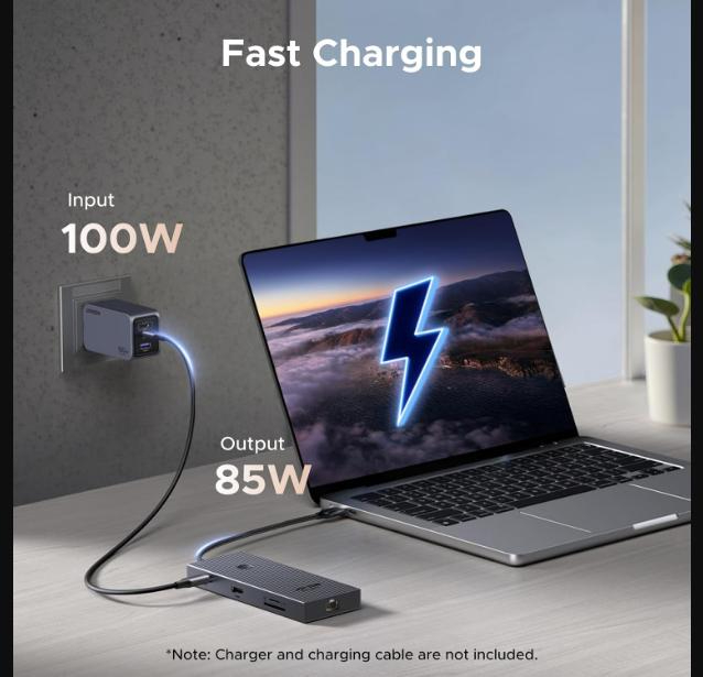 Ugreen 9-in-1 USB-C Multifunction Adapter, USB-C to USB3.0 (2 Port) + USB-C (2 port) + 4K HDMI + RJ45 Ethernet + SD & TF + PD port Converter