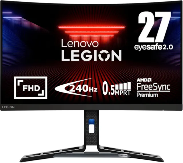 Lenovo Legion R27fc-30 Gaming Lift/Tilt/Pivot/Swivel Stand  Monitor, 27" FHD Curved, Raven Black color