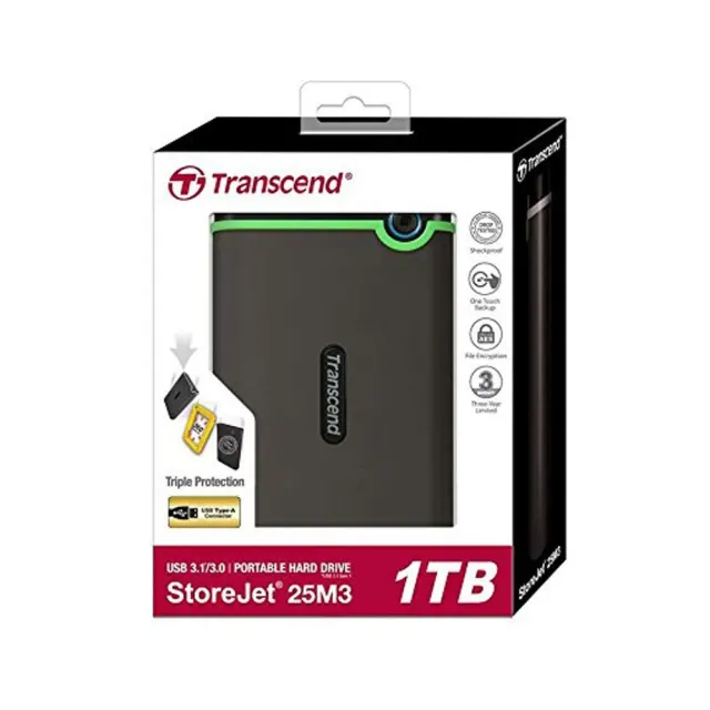 Transcend External Portable HDD 1TB USB 3.1, Iron Grey
