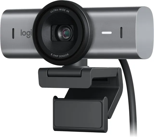 Logitech MX Brio Ultra HD 4K Collaboration and Streaming Webcam, 1080p at 60 FPS, Dual Noise Reducing Mics, Show Mode, USB-C, Webcam Cover, Works with Microsoft Teams, Zoom, Google Meet