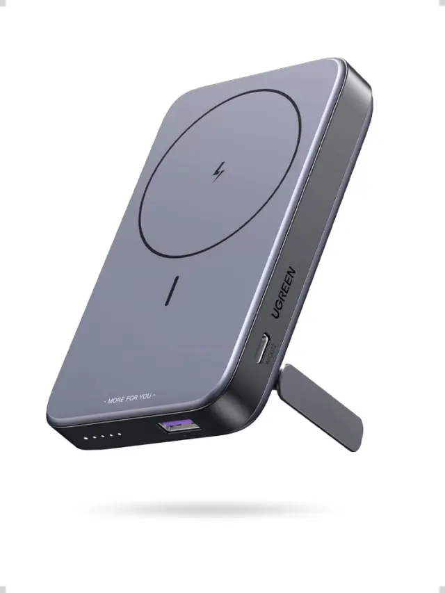 UGREEN 10,000mAh Magnetic Power Bank ,Wireless Portable Charger PD 20W Fast Charging with Foldable Stand Magsafe-Compatible for iPhone 16/15/15 Pro/15 Pro Max/14/13/12 Series -SPACE GREY