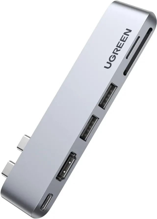 UGREEN 6 in 2 4K HDMI USB C Hub Adapter Compatible with MacBook Pro Air M2 M1 2022 to 2016, Multiports USB 3.0 5Gbps, Thunderbolt 3 6K Video, 100W PD, 40Gbps Transmission, SD TF Card Reader