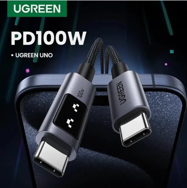 UGREEN Uno USB C to USB C Cable 100W Fast Charging Cable Type C Charging Cord with LED Display 3 METRES